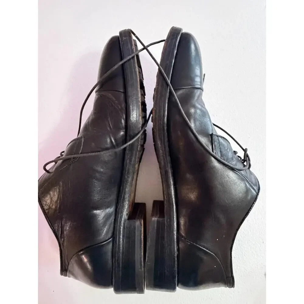 Kenneth Cole Men Bicycle Toe Dress Shoes Black Leather Lace Oxford Size 7.5 248